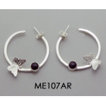 FLAT HOOPS WITH BUTTERFLY AND STONES