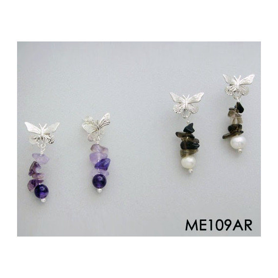 BUTTERTFLY EARRINS WITH STONES AND PEARLS