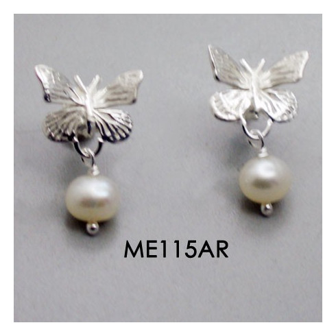 SMALL BUTTERFLY EARRINGS WITH PEARL