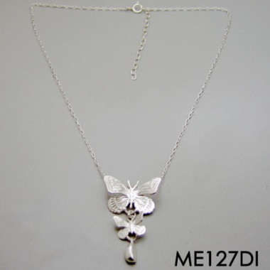 DOUBLE BUTTERFLY PENDANT WITH COCOON AND CHAIN