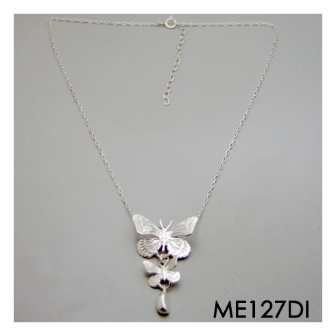 DOUBLE BUTTERFLY PENDANT WITH COCOON AND CHAIN