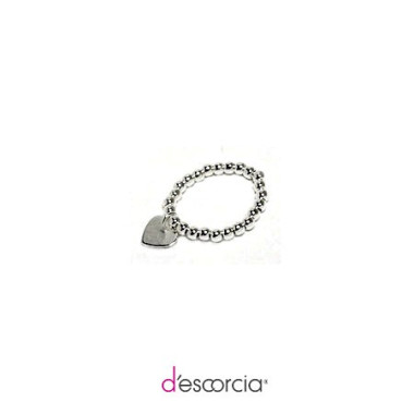 Anillo con bolas lisas de 3 mm con dije de corazón liso 