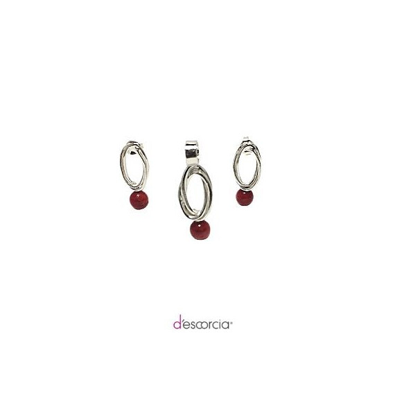 Aretes y dije ovalados de alambres entrelazados con piedras en diferentes colores, onix, perla, turquesa y coral rojo 