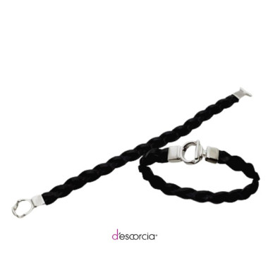 Pulsera de piel trenzada con broche de T 