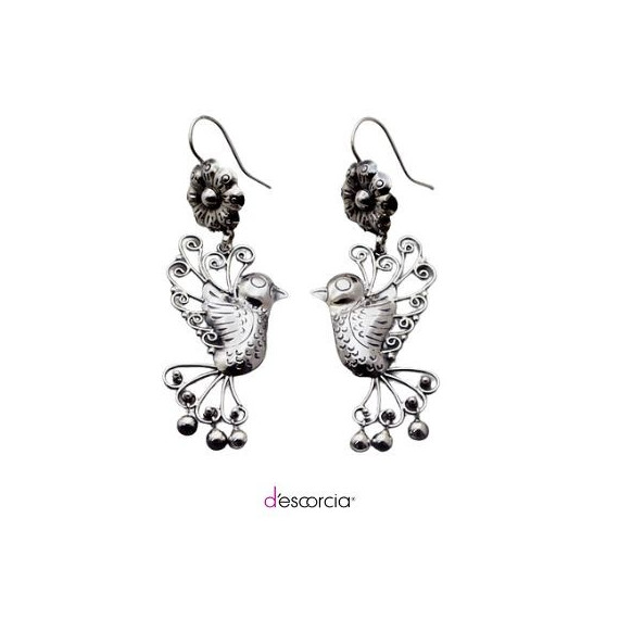 FILIGREE EARRINGS WITH BIRD AND FLOWERS