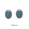 Aretes de óvalo d larimar, con poste.