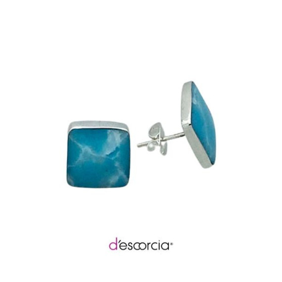 Aretes de cuadrado de larimar, con poste.