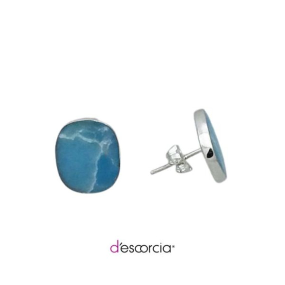 Aretes de barril de larimar, con poste.