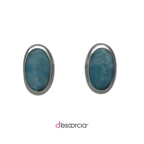 Aretes de óvalo de larimar, con poste.