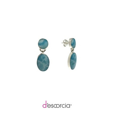 Aretes de doble óvalo de larimar