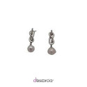 Aretes de doble nudo con piedra en diferentes colores, perla, turquesa, ónix y coral rojo, con poste