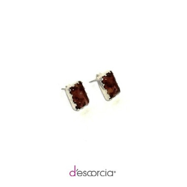 Aretes de ámbar rectangular con poste.