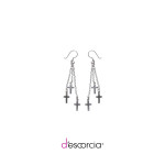 Aretes largos con dijes de cruz y arillo 