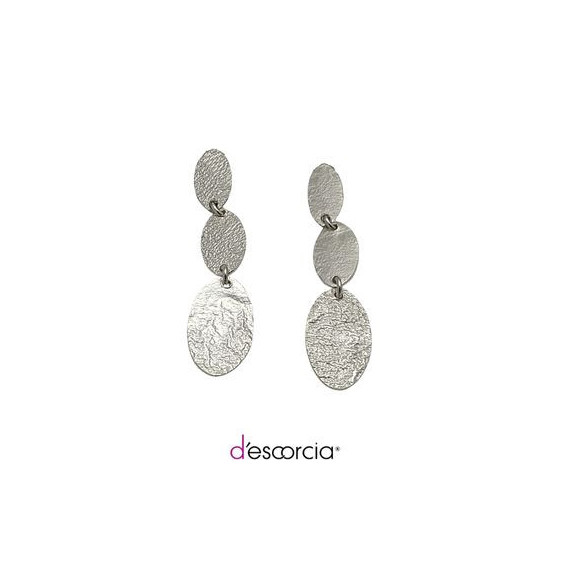 Aretes de tres óvalos de plata .925