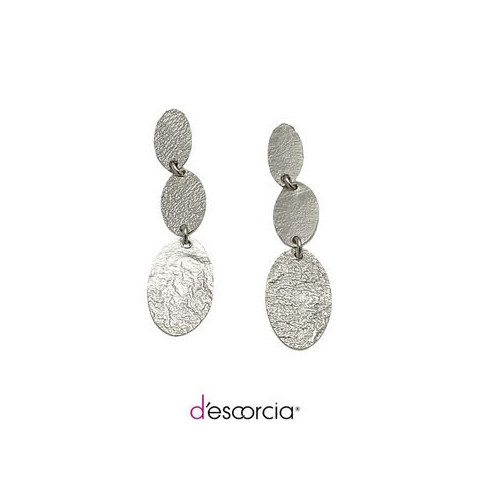 Aretes de tres óvalos de plata .925